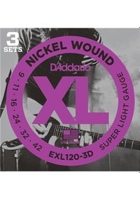 Resim D'addario Exl120-3D 3 Set Elektro Gitar Tel Seti. Xl. 9-42. Nıc 