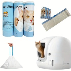 Resim Petkit Pura Max veya Max2 Kendi Kendini Temizleyen Kedi Tuvalet Torbası İç Astar Çantaları, Rulo Başına 15 Adet 