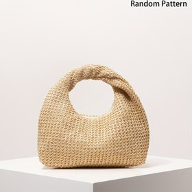 Resim Kadınlar için Şık Bohem Tarzı Hasır Çanta - Bej Geometrik Twist Boş Dokuma Tasarımı, Sabit Omuz Askısı, Fermuar Kapatma, Polyester Astarlı, Plaj Tatilleri ve Seyahat Gereksinimleri İçin Mükemmel (Desen Çeşitli), Tatil Çantası | Bohem Tarzı Çanta | Dokuma Hasır Malzeme, Plaj Çantası 