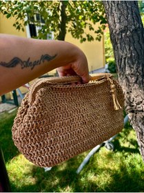Resim UNİCORNS Hasır Çanta, Hasır El Çantası, Hasır Clutch, Burslu Çanta, Tasarım Clutch 