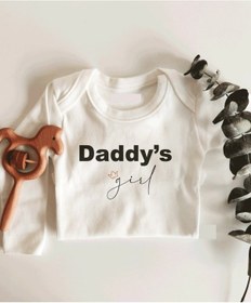 Resim İmaj Tuğbababy Daddy'S Girl Babalar Günü Uzun Kol Çıtçıtlı Organik Bebek Body Beyaz 