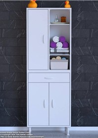 Resim 55x173 Cm Mutfak Dolabı Banyo Dolabı Çok Amaçlı Dolap Ard-138 Beyaz 