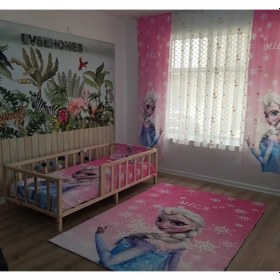 Resim Pembe Elsa Dijital Baskı Çocuk Oda Halısı Pembe 