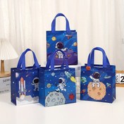 Resim 12 Adet 23X22X11Cm Uzay Kaşif Hediyelik Çantaları - Mavi, Beyaz ve Mor Tasarım - Ofis, Parti veya Herhangi Bir Durum için İdeal - Dayanıklı Polyesterden Yapılmıştır 