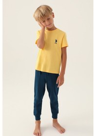 Resim U.S. Polo Assn. U.s. Polo Assn Lisanslı Palm Tree Sarı Erkek Çocuk Pijama Takımı 5274-43359 Turuncu 