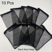 Resim 10 Paket Fermuarlı Naylon Mesh Çantalar, Yüksek Kaliteli PA Malzeme, Siyah, Balık Tankı Filtre Halkaları, Bio-Ball, Aktif Karbon - Şarj Edilmemiş 