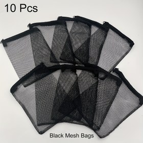 Resim 10 Paket Fermuarlı Naylon Mesh Çantalar, Yüksek Kaliteli PA Malzeme, Siyah, Balık Tankı Filtre Halkaları, Bio-Ball, Aktif Karbon - Şarj Edilmemiş 