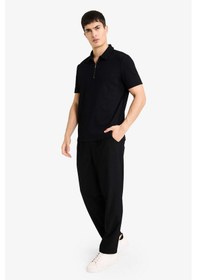 Resim Defacto Regular Fit Polo Yaka Yarım Fermuarlı Pilise Kısa Kollu Tişört B7355ax25aubk81 SIYAH 