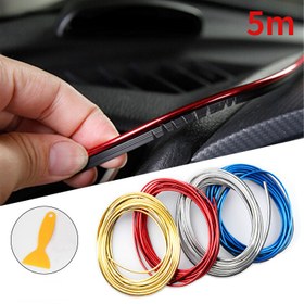 Resim 5m/16.40ft Araba Stil Evrensel DIY Esnek İç Muhafaza Şeritleri Araba Aksesuarları Dekorasyon Şeridi Gösterge Paneli Kenar Çıkartması 