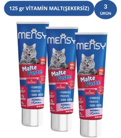 Resim Mensy Kedi Malt Macunu 125 Gr BitkiselTüy Yumağı Önleyici Taurin Biotin Prebiyotik 3 Adet 
