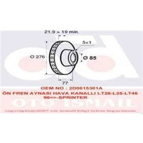 Resim VALEO 186774 FREN DİSKİ ÖN LT28-35 96-06 LT28-46 96-06 / SPRINTER 