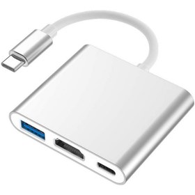 Resim TMGO Technology Macbook Uyumlu Alüminyum Kasa 3 In 1 Type C To Hdmı - Type C - Usb 3.0 Çevirici 
