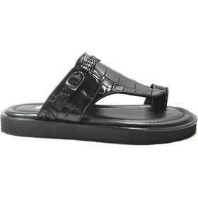 Resim Onlo Ayakkabı Onlo Ayakkabı Hakiki Deri Siyah Parmak Geçmeli Parmak Arası Erkek Terlik 