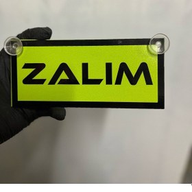 Resim Yeşil Renk Üzeri Siyah Renk Zalım Yazılı Vantuzlu Cam Süsü 