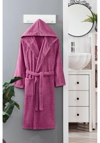 Resim Doğa Serisi Kapşonlu Bornoz Mürdüm 