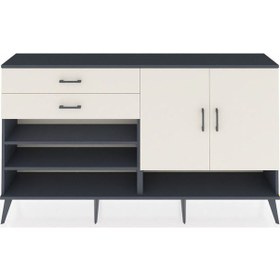 Resim Arges Konsol 4 Raflı 2 Çekmeceli 2 Kapaklı 176x30x99 Antrasit-aytaşı Aytası/aytası - Antrasıt 