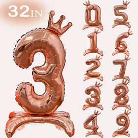 Resim Tek Paket 32 İnç Gül Altın Rakam Balonları, Kendinden Kapanan Alüminyum Film, Doğum Günleri, Yıl Dönümleri, Mezuniyetler, Yılbaşı ve Evrensel Kutlamalar İçin Uygun, 14+ Yaş İçin Uygun 
