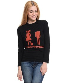 Resim I Love Football Komik Baskılı Kadın Siyah Sweatshirt Siyah 