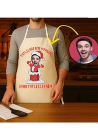 Resim Kişiye Özel Karikatür Fotoğraflı Mutfak Önlüğü Daha Tatlısı Benim Önlük Çok Renkli 