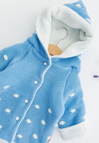 Resim Babymod Kapüşonlu Mavi Erkek Bebek Çift Katlı Triko Hırka 