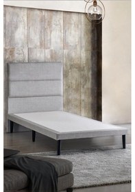 Resim Niron Slim Baza Ve Başlık Takımı - 80x180 Tek Kişilik Kumaş Kaplı Metal Karyola Ve Başlık Seti 