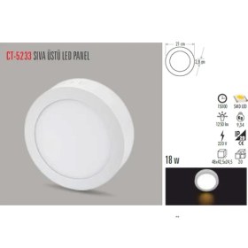 Resim CT-5233 18W ALM. S.Ü LED ARMATÜR YUV. (GÜNIŞIĞI) CATA 