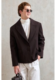 Resim Hyman Erkek Oversize Blazer Ceket Kahverengi 