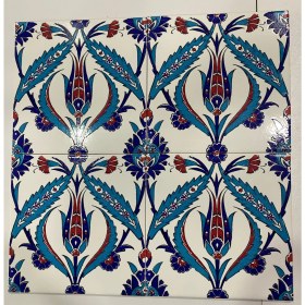 Resim Armada Çini 20x20 Cm Ac 2 Kırmızı Lale Desenli İznik Çini Karo 