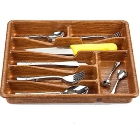 Resim İlk El Grup Ieg™ Küçük - Ahşap Renk - 7 Bölmeli Çekmece Içi Kaşıklık 36X32CM () 