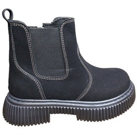 Resim Ortopedikal 1087 Filet Unisex Erkek Ve Kız Çocuk Bot Siyah Süet Yanı Lastikli Ve Fermuarlı Anatomik Siyah 