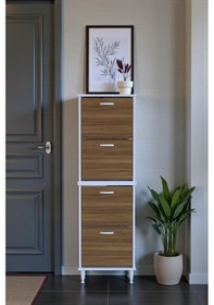 Resim Eliusta Elenio 52 Cm Genişlik Ceviz Renk Ayaklı 4 Kapaklı Ayakkabılık 52x168x26 Cm Ayakkabılık Ceviz 