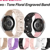 Resim 1pc Silikon İki Tonlu Oyma Çiçek Desenli Bant, 18/20/22mm, Yumuşak Spor Kayışı için Amazfit GTR, Huawei, Xiaomi, Samsung Gear/Galaxy Watch - Su Geçirmez Değil 