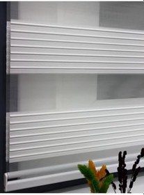 Resim I Geniş Pliseli Zebra Stor Perde Etek Dilimli (Alüminyum Kasa Metal Ayak) matbeyaz, Beyaz, 65 x 200 