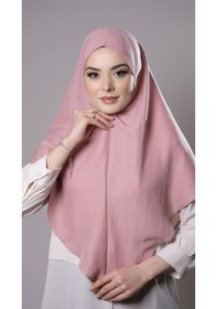 Resim Hürrem Bone Pudra Pratik Hazır Geçmeli Tesettür Eşarp Pamuk Caz Kumaş Düz Hijab 2306 06 