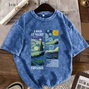 Resim Van Gogh Starry Night Kadınlar için Büyük Boy T-Shirt - Rahat Yuvarlak Yaka, Kısa Kollu, Geometrik Desen, Yaz Üstü, Büyük Boy T Shirt, Kadınlar için T Shirt 