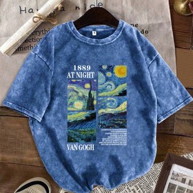 Resim Van Gogh Starry Night Kadınlar için Büyük Boy T-Shirt - Rahat Yuvarlak Yaka, Kısa Kollu, Geometrik Desen, Yaz Üstü, Büyük Boy T Shirt, Kadınlar için T Shirt 