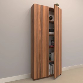 Resim Rafkestir Alina Suntalam Kitaplık ( 80 x 180 cm ) - Kapaklı Hareli Ceviz (Mat) 