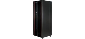 Resim Lande 42U 800X800 Hyperline Dikili Tip Rack Kabinet (Siyah) (Ön Cam Kapak / Tekerlekli) 