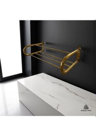 Resim İsaoğlu Yapı Mat Gold Havluluk Otel Tipi Raf Havluluk Fırçalanmış Mat Gold Premium Havluluk Gold 