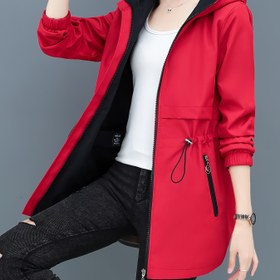 Resim Kadınlar İçin Çift Taraflı Şapkalı Ceket - Tam Fermuarlı Ön Kapatma, Full-Fermuar ve Cepli Yaka, Şapkali Kemerli Bel, Kadınlar İçin Ceketler,Kadınlar İçin Ceket 