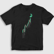 Resim Unisex Çocuk Siyah To The Moon Bitcoin T-Shirt 