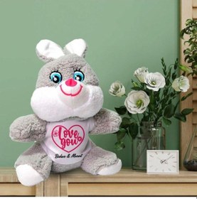 Resim Kişiye Özel Love You Baskılı Peluş Tavşan Hk2450 