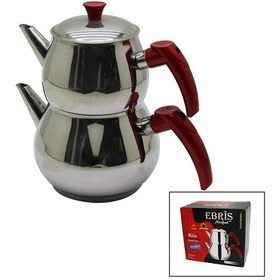 Resim Orta Boy Küre Çelik Çaydanlık Seti Üst: 1lt - Alt: 1.60lt 4832 Renkli 