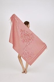 Resim Peştemal Mercan Desen, 90 * 170 Cm Kırmızı 