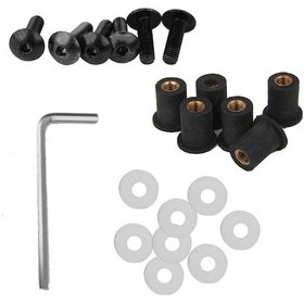 Resim Trendooze Vida Takımı Suntek Somunları Siyah Montaj Fairing Civata Cam Cam 5mm Wn Siyah 