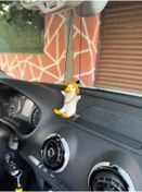 Resim 3dbaydesign Altın Zincirli Sallanan Şapkalı Ördek Yeni Trend Dikiz Ayna Süsü (beyaz Sarı ) 