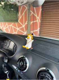 Resim 3dbaydesign Altın Zincirli Sallanan Şapkalı Ördek Yeni Trend Dikiz Ayna Süsü (beyaz Sarı ) 