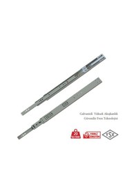 Resim En 35 Mm Frenli Teleskopik Bilyalı Çekmece Rayı - 50 Cm 1 Takım Metalik 