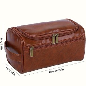 Resim Zipper Cebi ile Vintage Kahverengi Seyahat Tuvalet Çantası - Yıkanmaz, Astarlı İç, Erkekler, Arkadaşlar, Aile için İdeal Hediye - Sevgililer Günü ve Daha Fazlası için Mükemmel, Seyahat Gereksinimleri Çantası|Vintage Stil Çanta|Dayanıklı Zipper Kapatma 