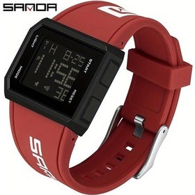 Resim Primepickings Sanda Multifonksiyonel Erkek Spor Saati Luminous Yüzme Lcd Siyah Kırmızı Diğer 